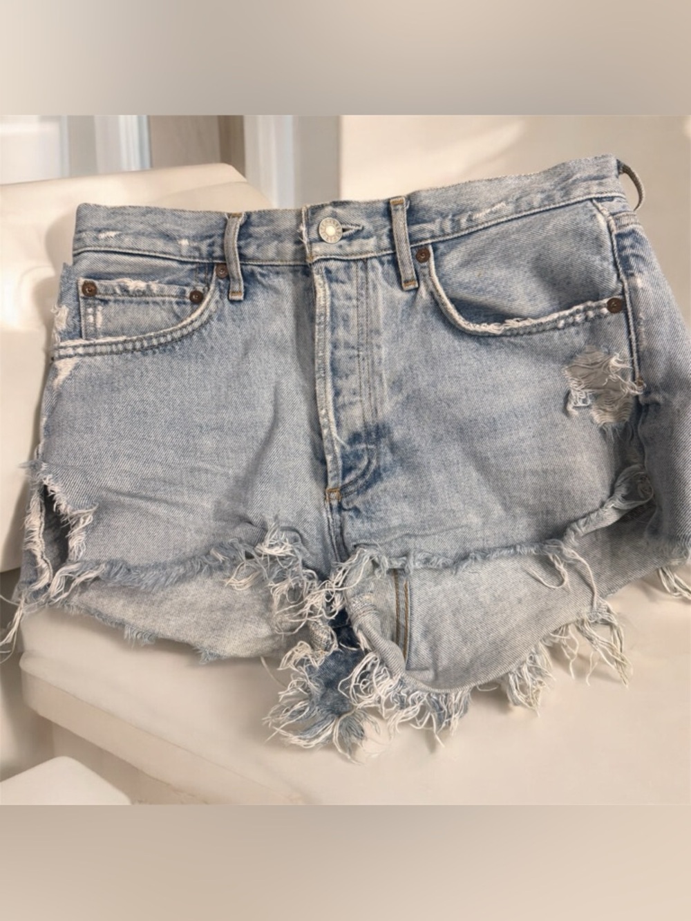 Agolde Parker Buttonfly Raw Hem Denim Shorts Size 26